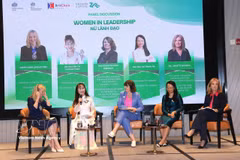 2026年英国—越南金融服务峰会期间举行了女性领导者专题讨论会。图自越通社