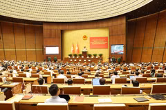 国会大厦延鸿大会堂主会场场景。图自越通社