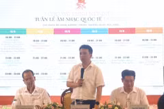 顺化市人民委员会副主席陈友垂江在新闻发布会上发表讲话。图自越通社
