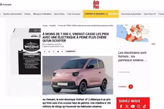 法国权威汽车杂志《Auto Plus》于7月9日刊文，对VinFast微型电动汽车VF 2给予积极评价。图自越通社