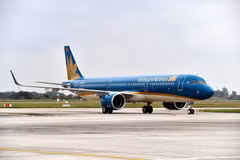 越南航空公司的空中客车飞机（Airbus）。图自越通社