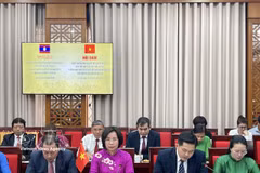 河内市祖国阵线委员会主席裴玄梅发表讲话。图自越通社