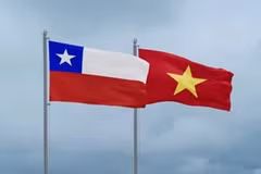 越南国旗（右）与智利国旗。图自Vietnam+