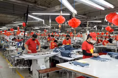 北宁省出口服装生产线。图自越通社