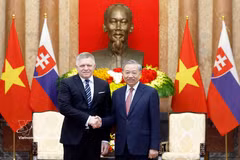 越共中央总书记、国家主席苏林会见斯洛伐克共和国总理罗伯特·菲佐。图自越通社