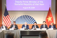越南政府副总理阮文胜出席美国企业座谈会。图自越通社