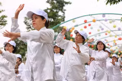首都河内老年人太极拳集体展演活动。图自越通社