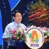 国家主席梁强发表讲话。图自越通社