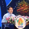 国家主席梁强发表讲话。图自越通社