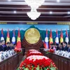 越共中央总书记苏林与老挝人革党中央总书记、国家主席通伦举行会谈。图自越通社