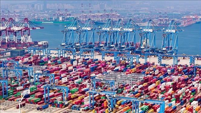 中国天津货运港口。图自越通社