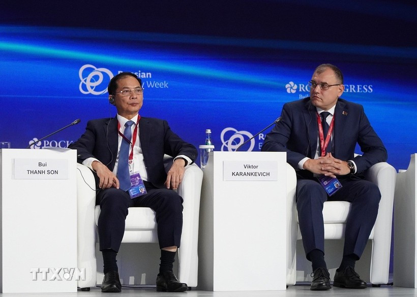 越南政府副总理裴青山出席论坛。图自越通社