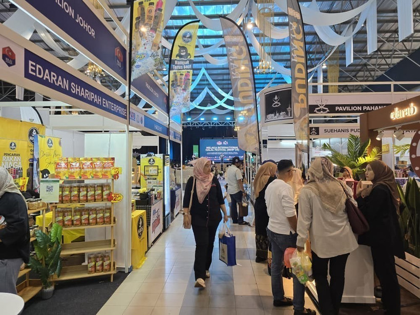 马六甲国际清真产品博览会（Melaka）的一角。图自越通社