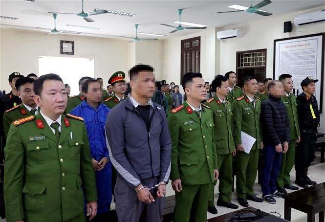 太平省法院开庭审理刘平壤、黎青云及其同案被告人。图自越通社