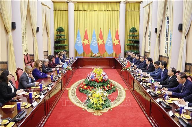 会谈现场。图自越通社