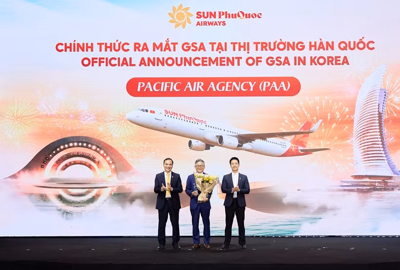 太阳富国航空公司宣布正式委任太平洋航空代理为韩国市场总销售代理。图自越通社