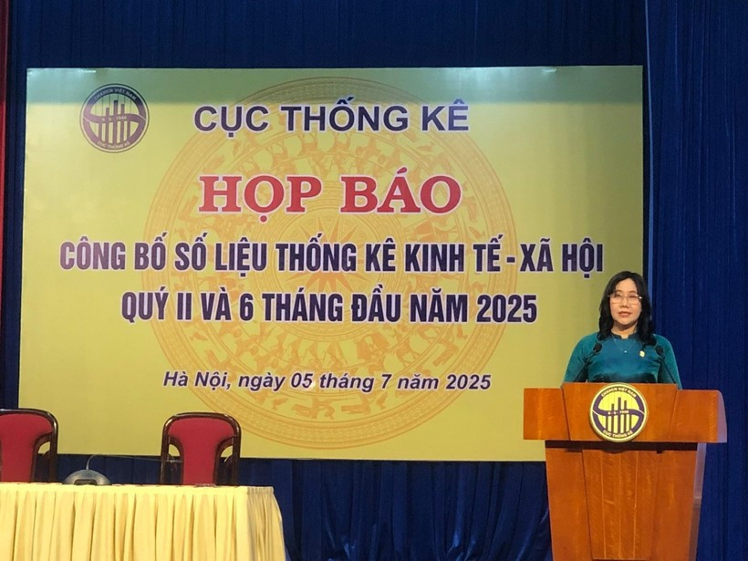 统计局局长阮氏香发表讲话。图自Vietnam+