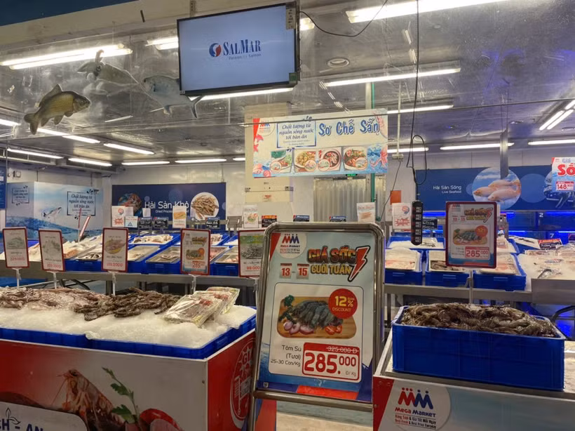 越南水产品已上架国内各大超市。图自越通社