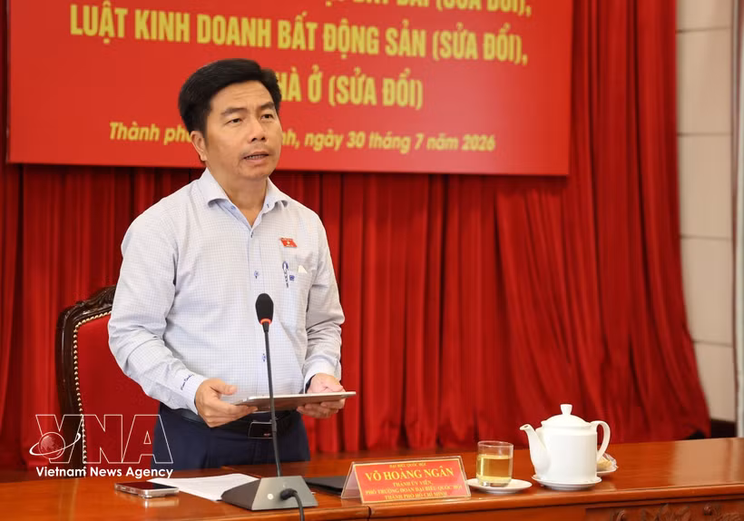 胡志明市国会代表团副团长武煌银发表讲话。图自越通社