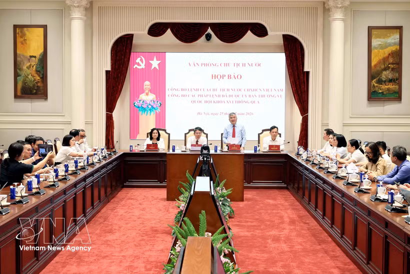 越南国家主席办公厅在河内举行新闻发布会。图自越通社
