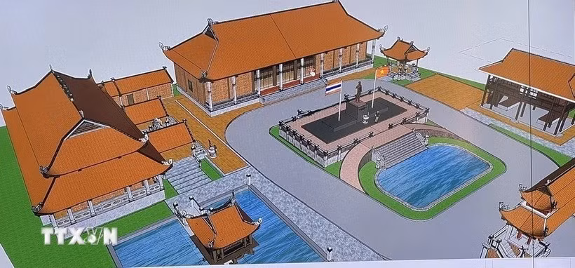 胡志明主席纪念区扩建项目会议厅项目的效果图。图自越通社