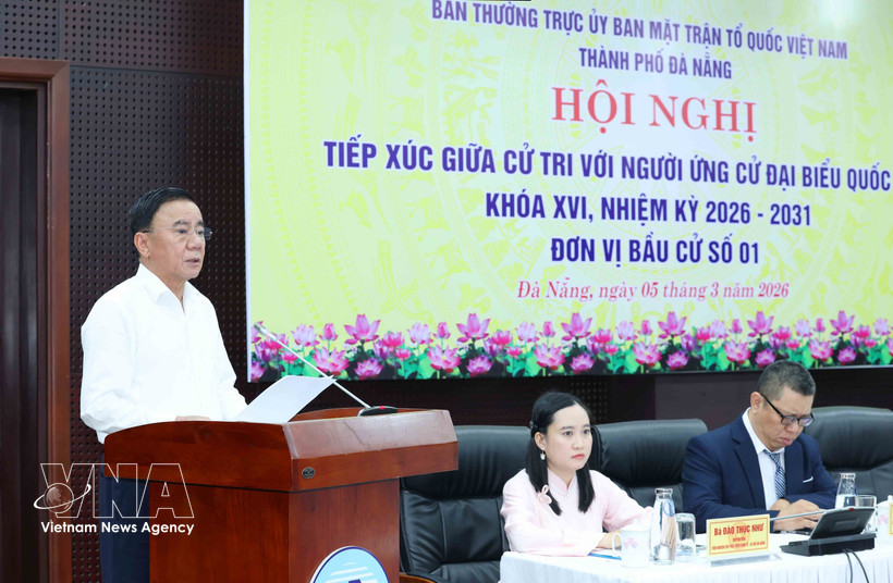 越共中央书记处常务书记陈锦绣发表讲话。图自越通社