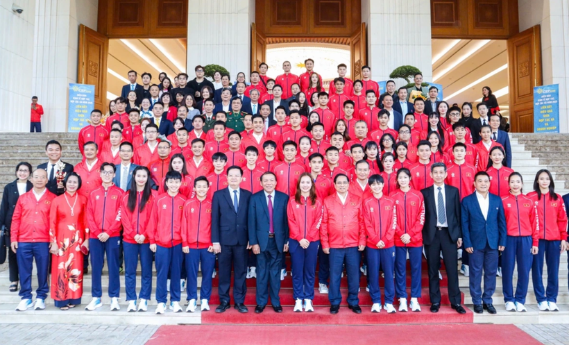 越南体育代表团出征第33届东运会。图自VOV