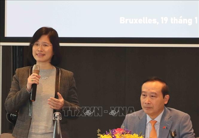 卢森堡人工智能专家阮清芳发表讲话。图自越通社