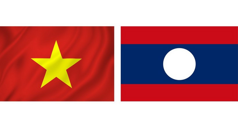 越老两国的国旗。图自越通社