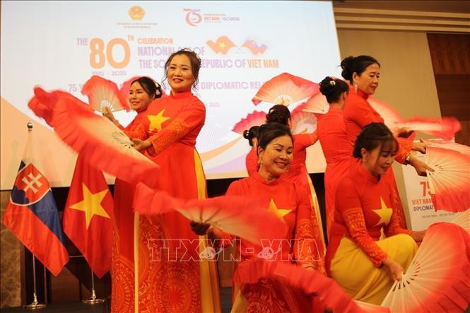 庆祝活动的文艺表演。图自越通社