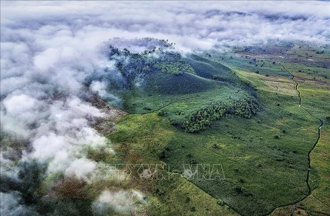 鸟瞰南布朗火山。图自越通社