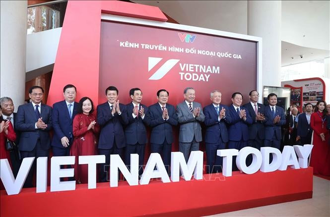 越南电视台国家对外频道Vietnam Today亮相仪式。图自越通社