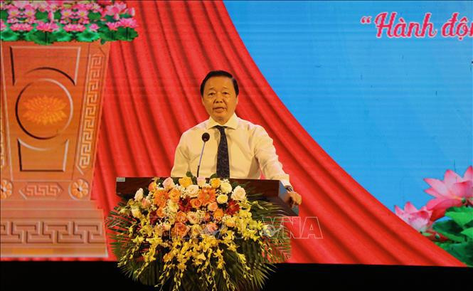 政府副总理陈红河在启动仪式上发言。图自越通社