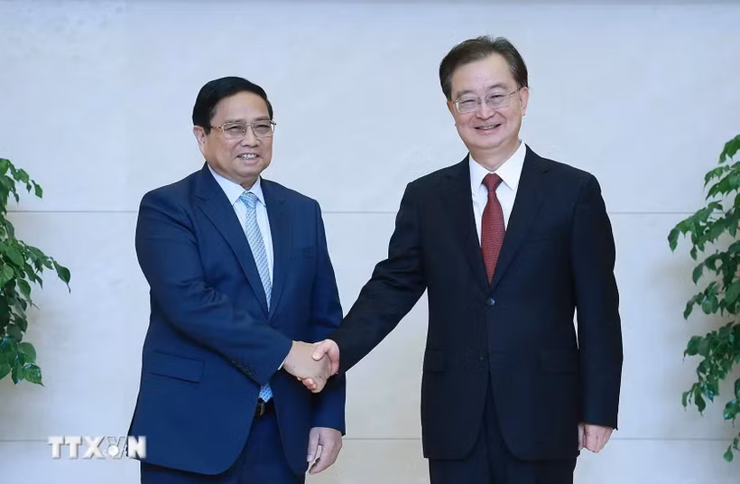越南政府总理范明政会见中国云南省委书记王宁。图自越通社
