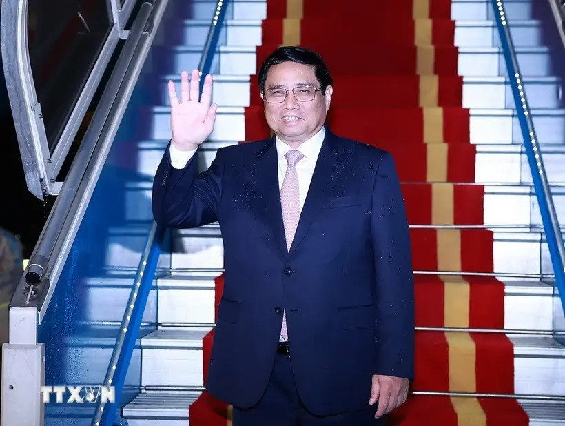 越南政府总理范明政离开河内，启程对印度进行国事访问。图自越通社
