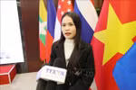 就读于北京对外经济贸易大学的硕士研究生阮氏兰英接受记者采访。图自越通社