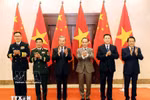 越中外交、国防、公安“3+3”战略对话机制首次部长级会议上的两国外交部长、国防部长和公安部长。图自越通社