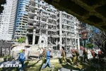 以色列拉马特甘（Ramat Gan）一栋建筑楼在一次袭击中被摧毁。图自越通社