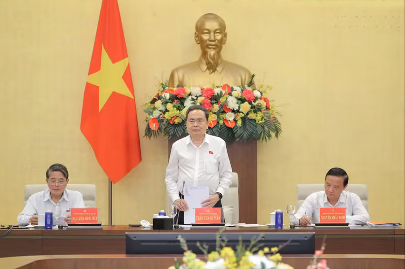 越南国会主席陈青敏发表讲话。图自daibieunhandan.vn