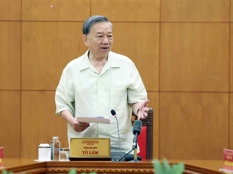 越共中央总书记苏林发表讲话。图自越通社