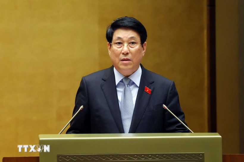 国家主席梁强于10月20日下午作了2021-2026任期国家主席述职报告。图自越通社