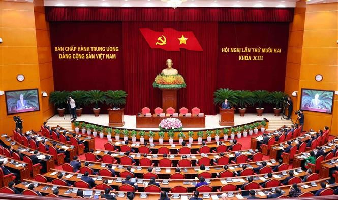 越共第十三届中央委员会第十二次会议闭幕。图自越通社