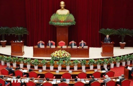 越共中央总书记苏林发表讲话。图自越通社