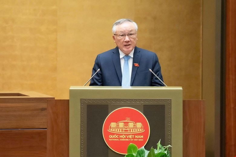 越南政府常务副总理阮和平10月20日下午代表政府作了2021-2026任期政府述职报告。图自越通社