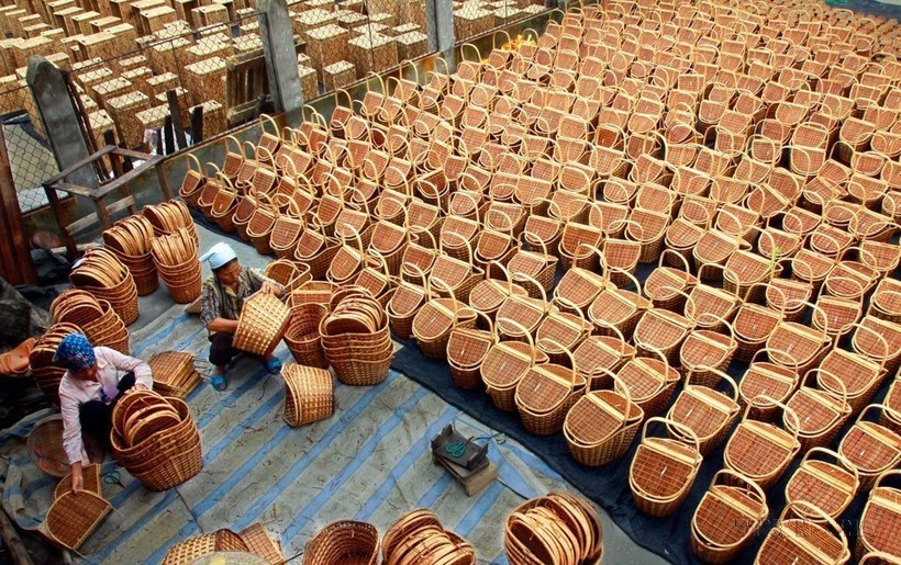 河内市富川竹藤编织手工艺村。图自越通社