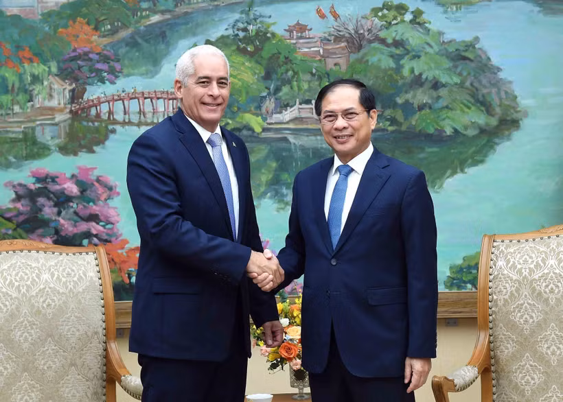 裴青山外长会见古巴外交部第一副部长赫拉尔多·佩尼亚尔韦尔·波塔尔。图自越通社
