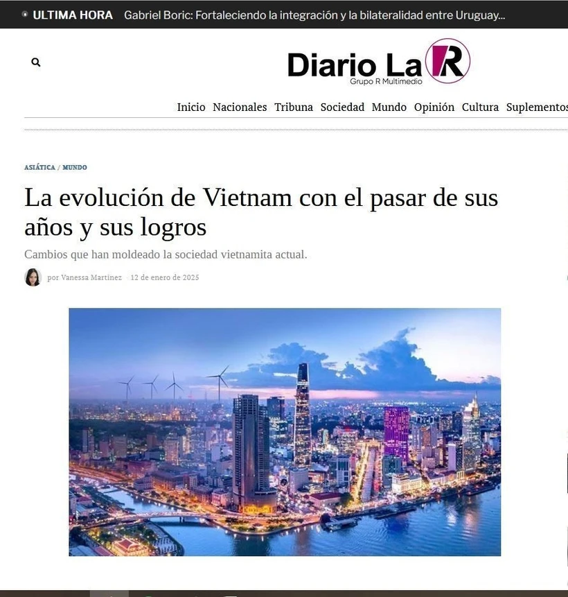 乌拉圭《Diario LaR》报刊登有关越南文化的文章。屏幕截图