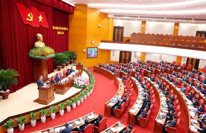 越共十三届十二中全会开幕。图自越通社