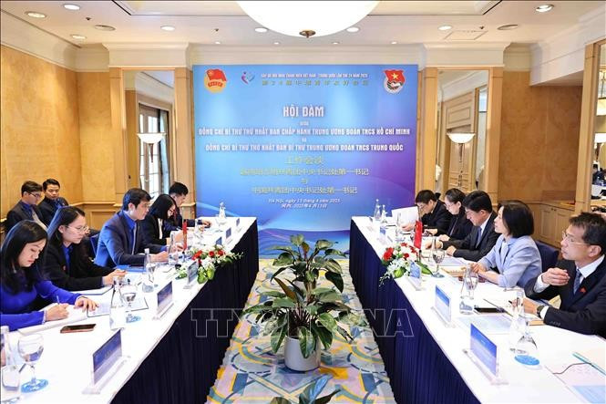 会谈场景。图自越通社