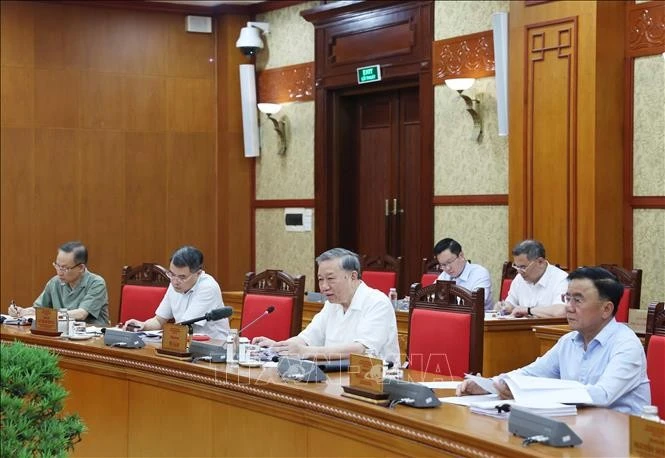 越共中央总书记苏林发表讲话。图自越通社
